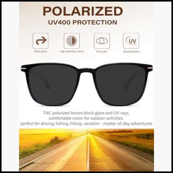 Acetate Square Sunglasses Polarized UV Protection Retro Shades